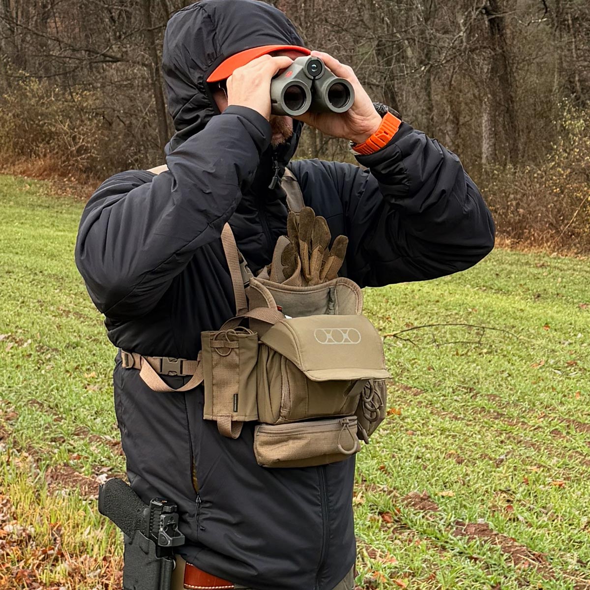Guidefitter Pro Bryan Koontz wearing the Rab Xenair Alpine Light insulated jacket in the field during deer season.